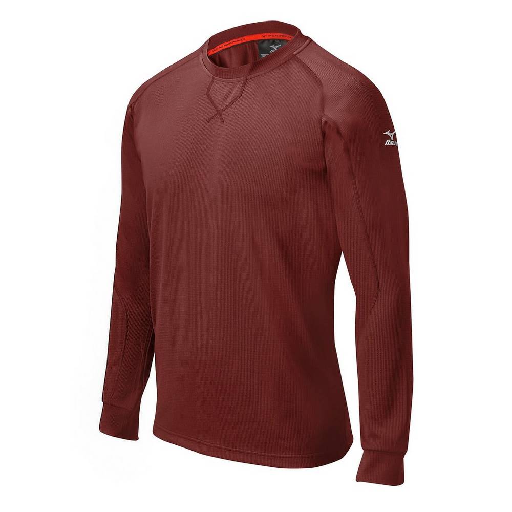 Mizuno Men's Comp Long Sleeve Training Shirt Baseball Tops Burgundy (350504-AHS)